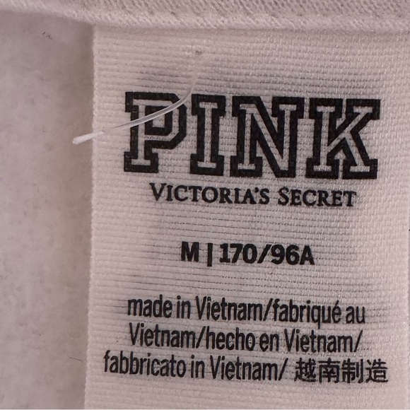 Victoria Secret  PINK Campus Crew SZ M Oversized white w/rainbow logo - Picture 4 of 4